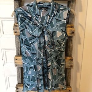 NINE WEST Blue & Silver Sleeveless Blouse